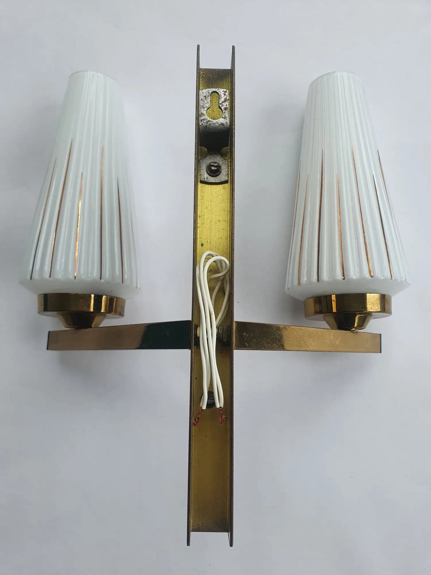 Antique golden two-light wall lamp