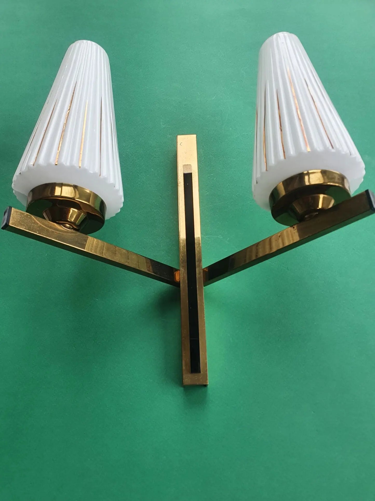 Antique golden two-light wall lamp