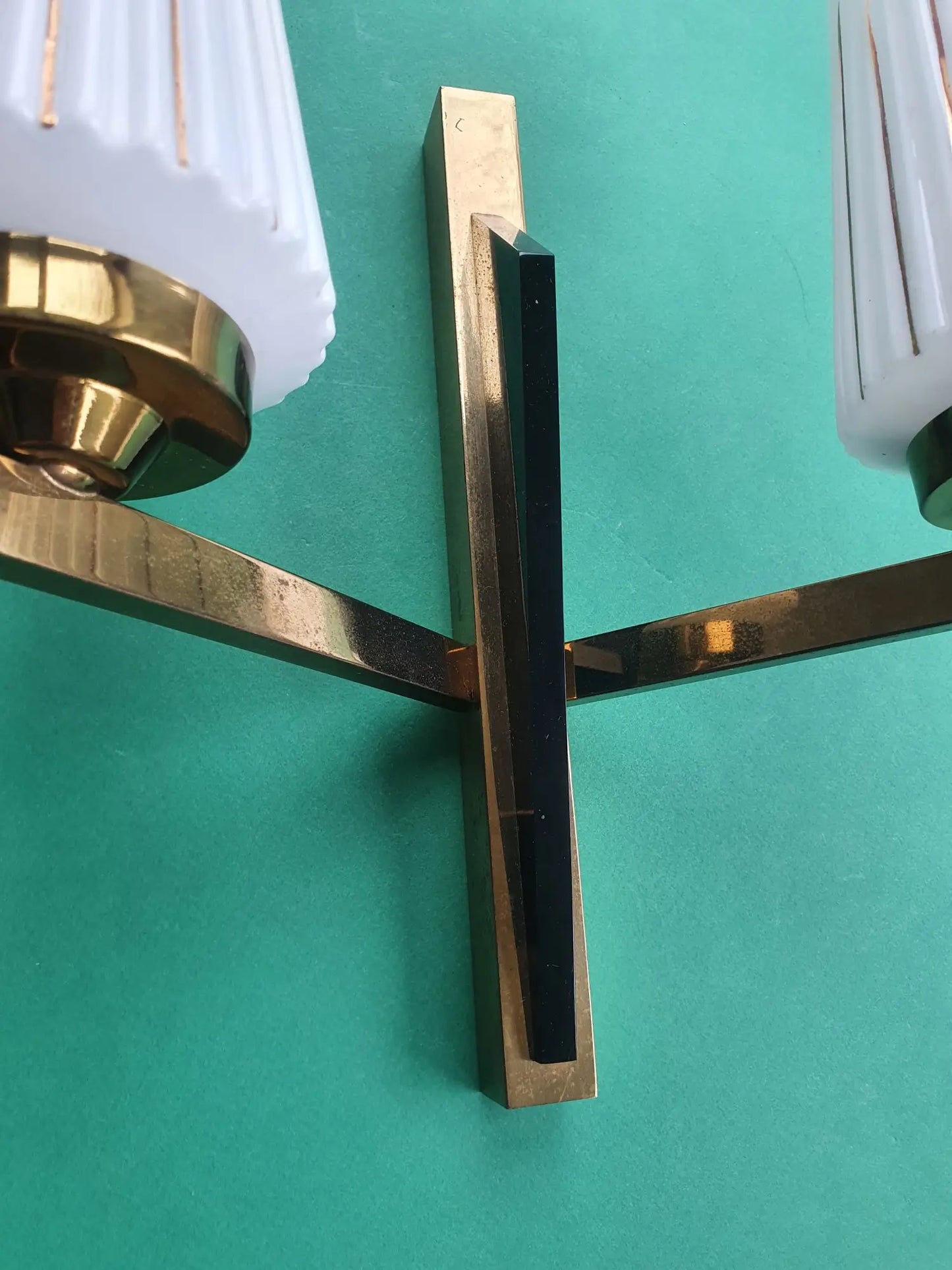 Antique golden two-light wall lamp