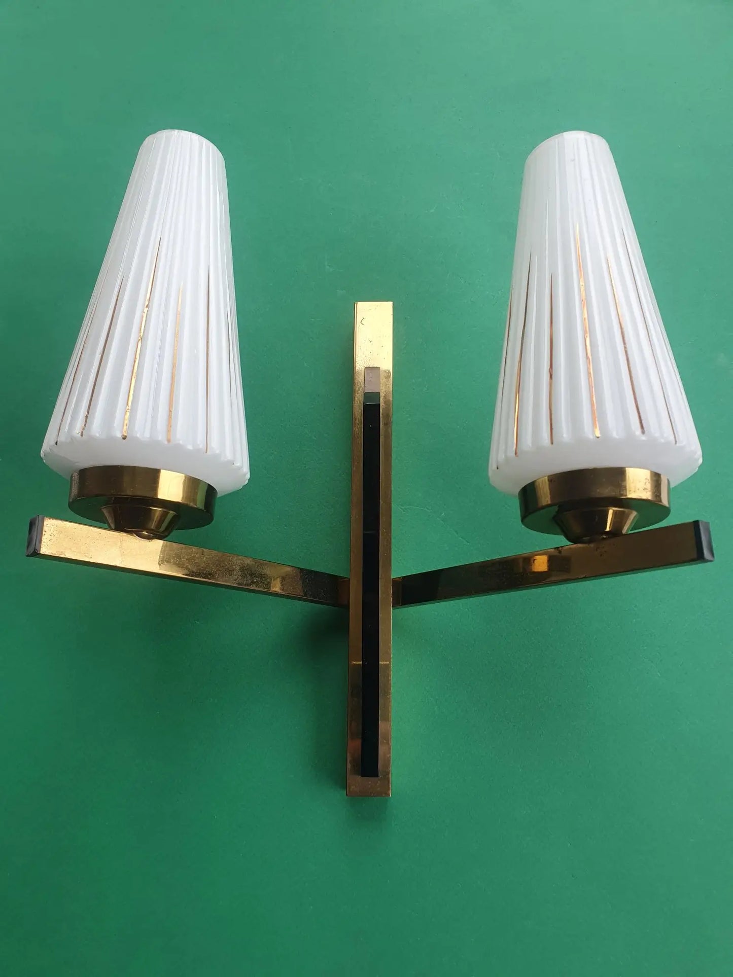 Antique golden two-light wall lamp