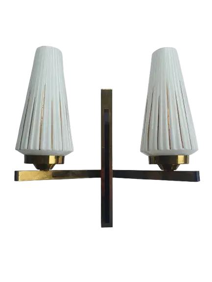 Antique golden two-light wall lamp