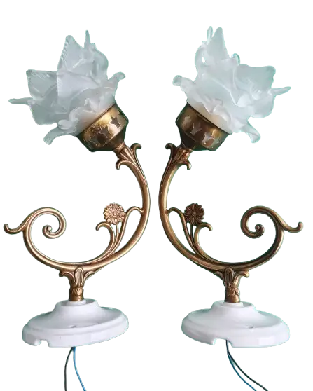 Paire-appliques-murales-Art-Deco-rose-annees-50-vintage-France