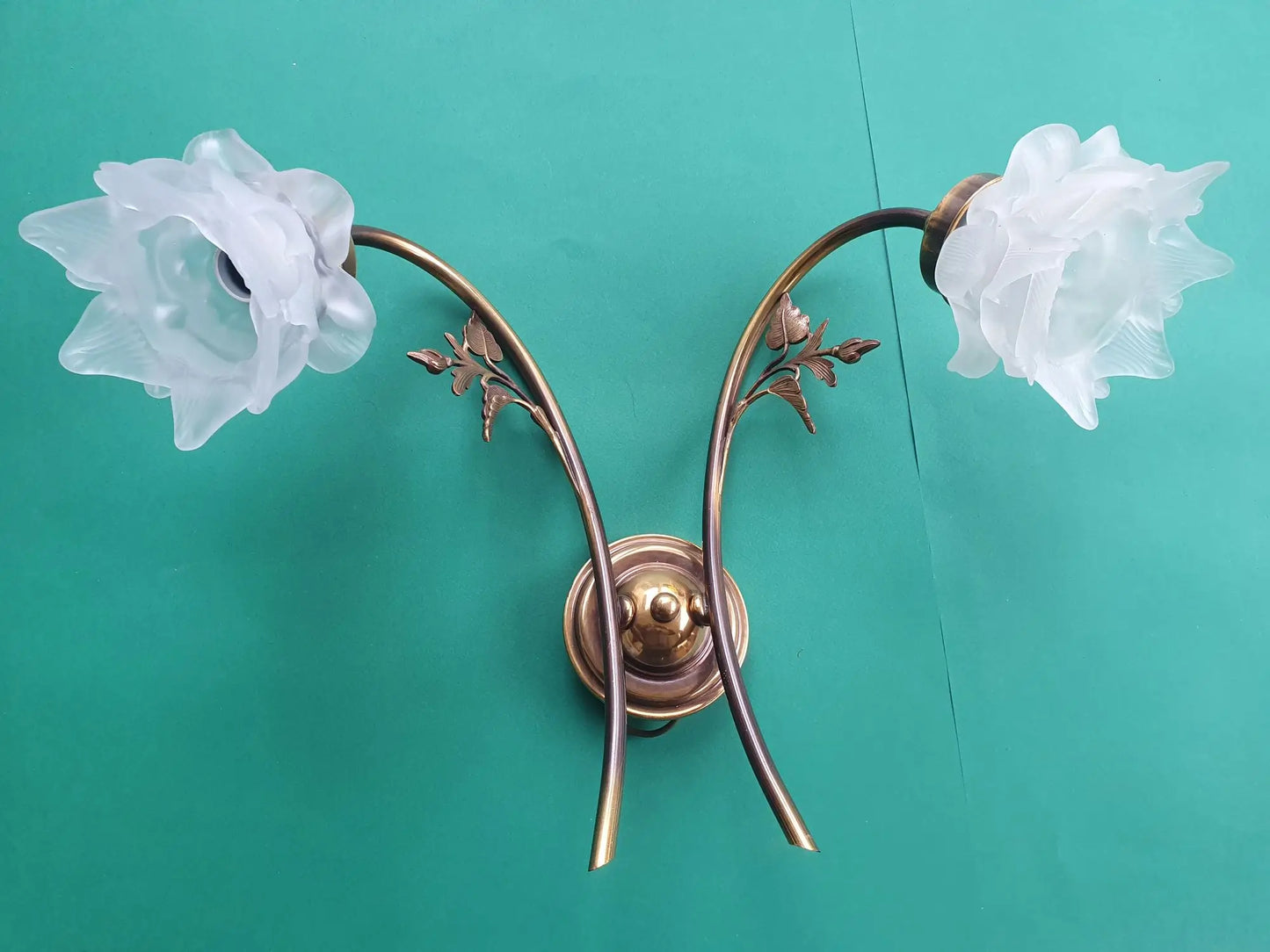Paire-appliques-murales-doubles-Art-Deco-roses-vintage-France-2