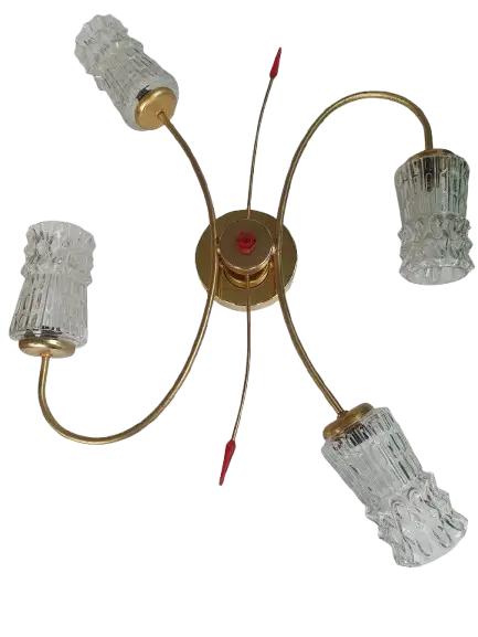 Grande-applique-murale-quatre-lumieres-doree-vintage-face