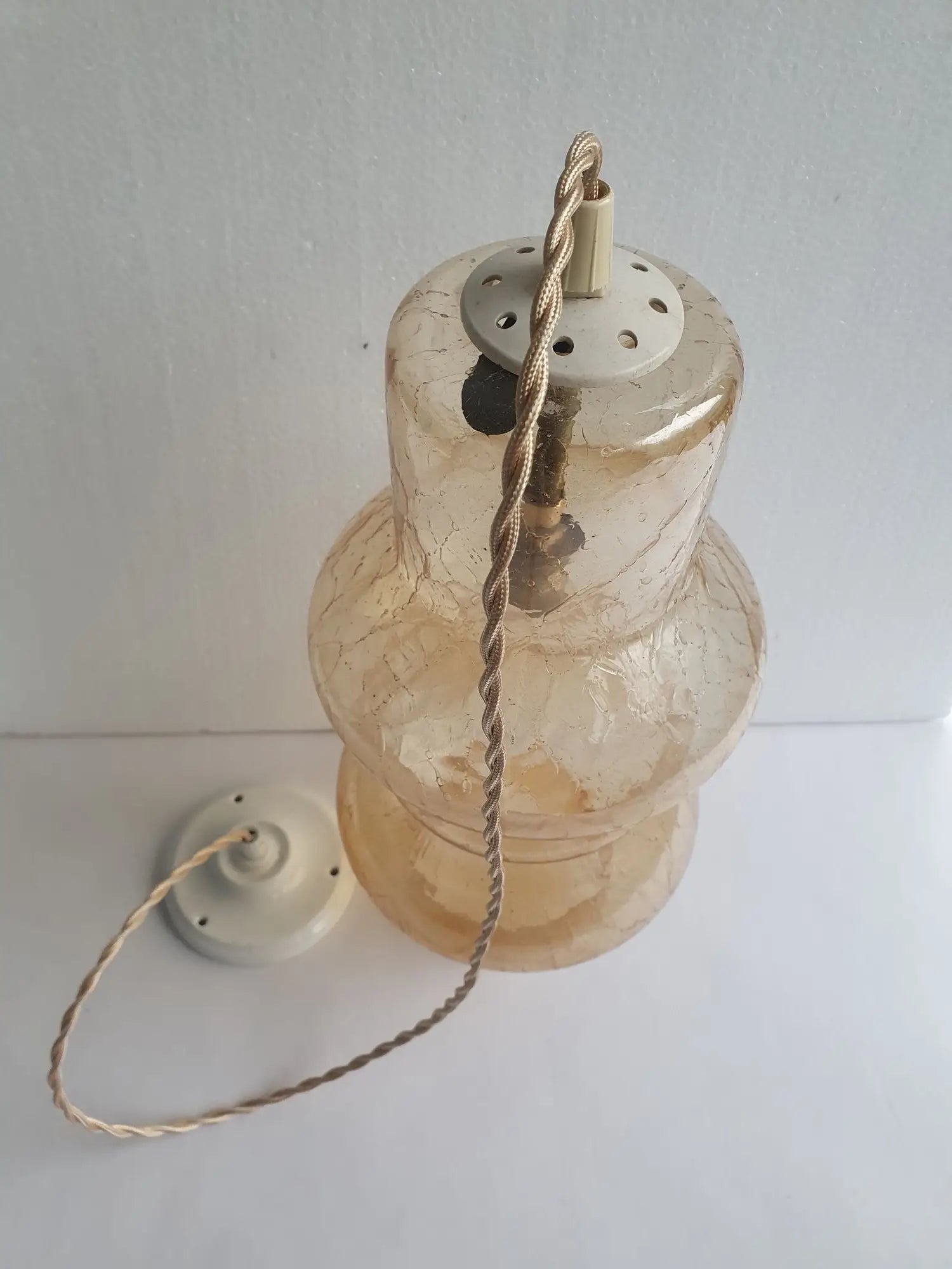 Grande-suspension-baladeuse-verre-marron-vintage-cable-2