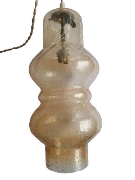 Grande-suspension-baladeuse-verre-marron-vintage