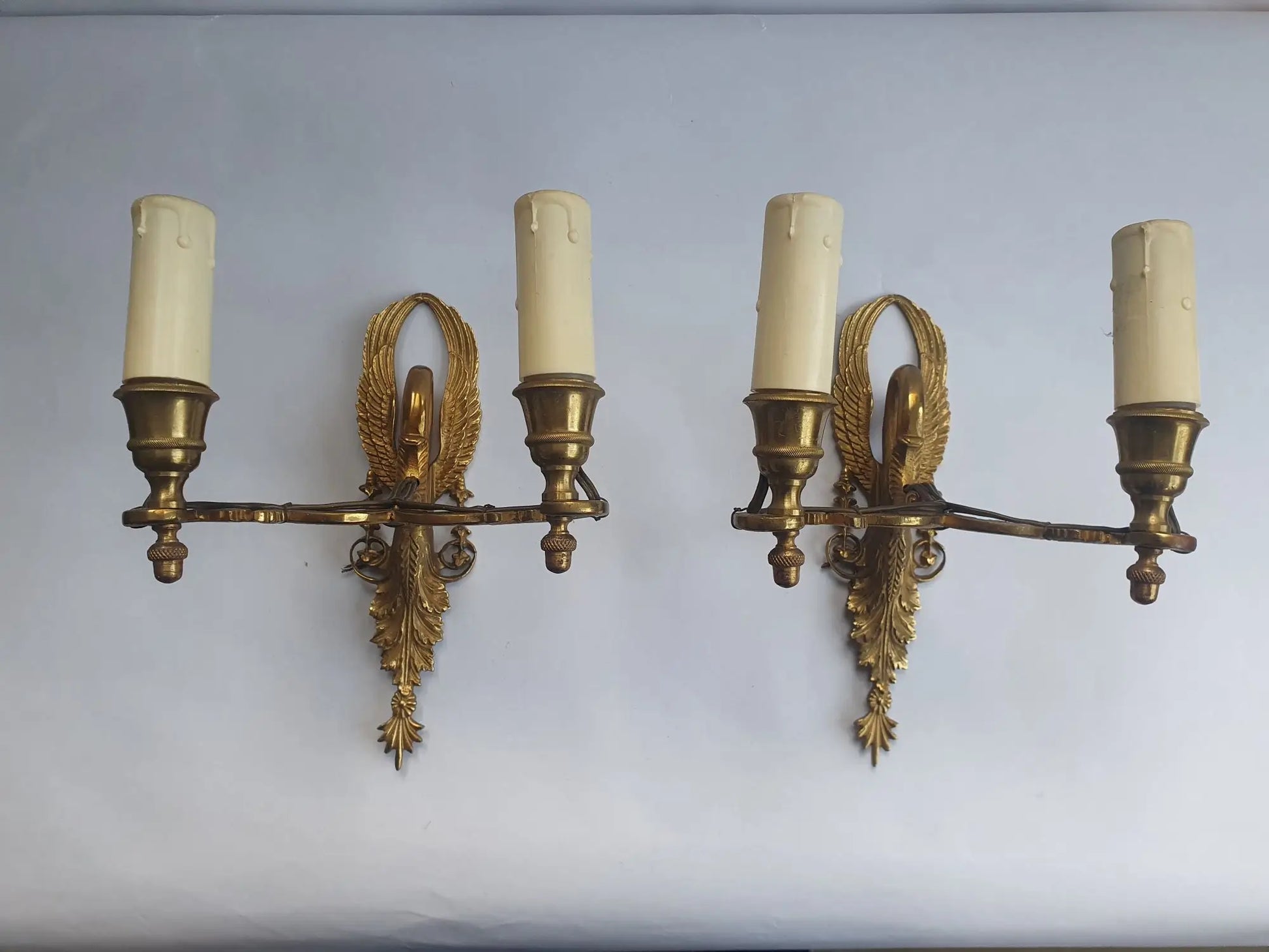 Paire-appliques-murales-bougeoirs-Empire-bronze