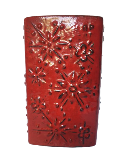 Vase-ceramique-rouge-Scheurich-Allemagne-annees-70