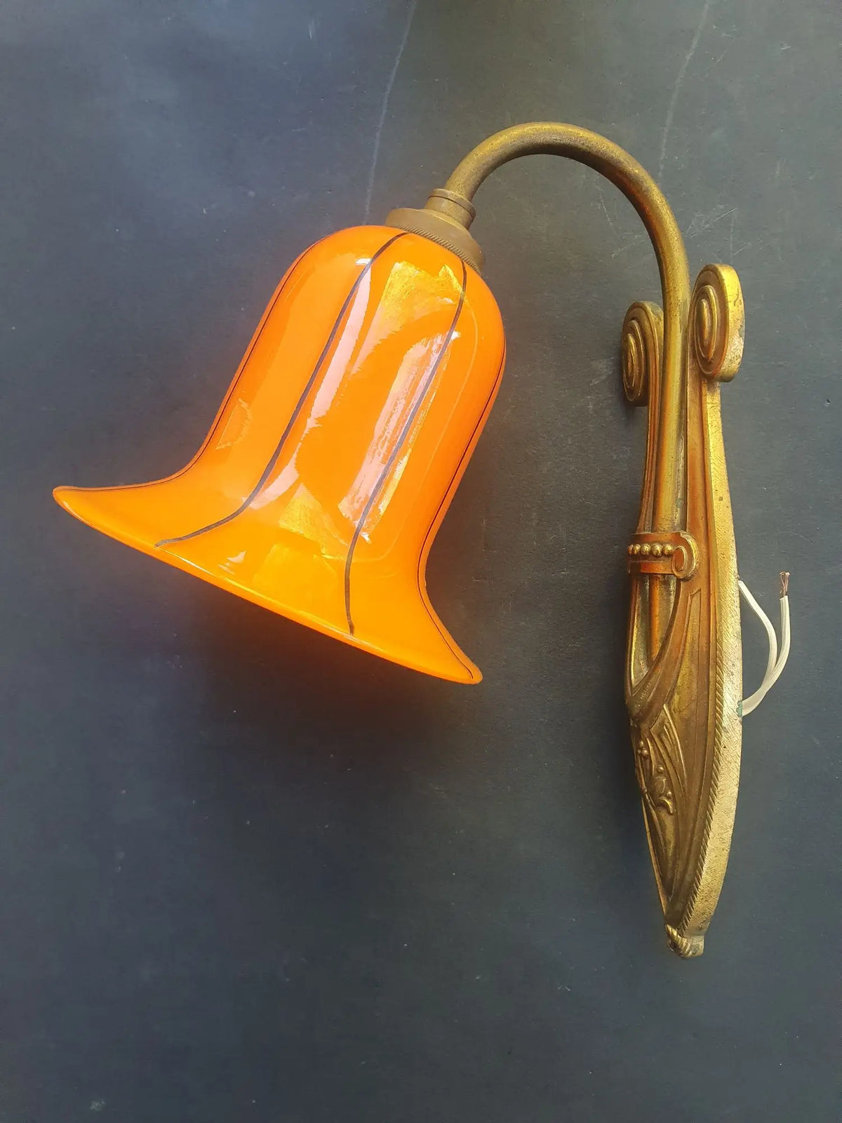 applique-murale-art-deco-laiton-globe-orange-ancienne-vintage-cote-1