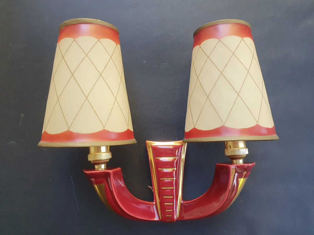 applique-murale-ceramique-rouge-abat-jours-art-deco-ancienne-dorure-3