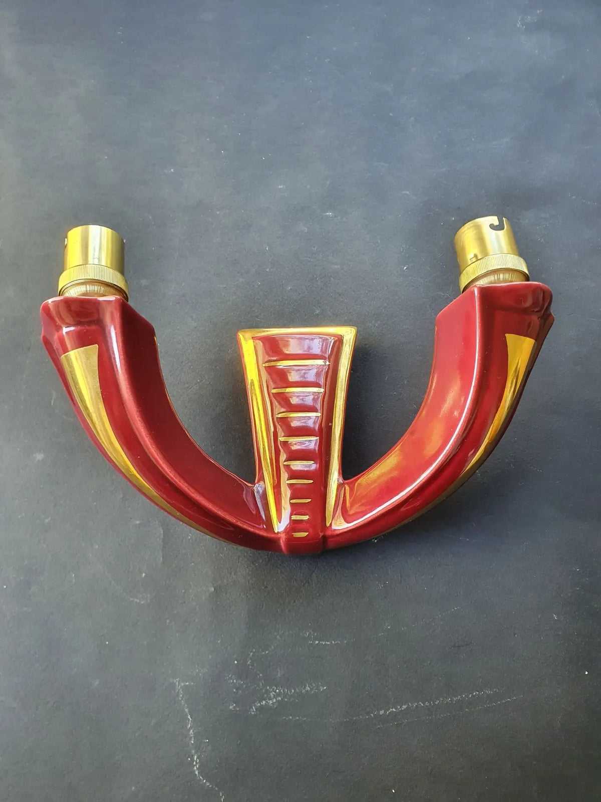 applique-murale-ceramique-rouge-abat-jours-art-deco-ancienne-dorure