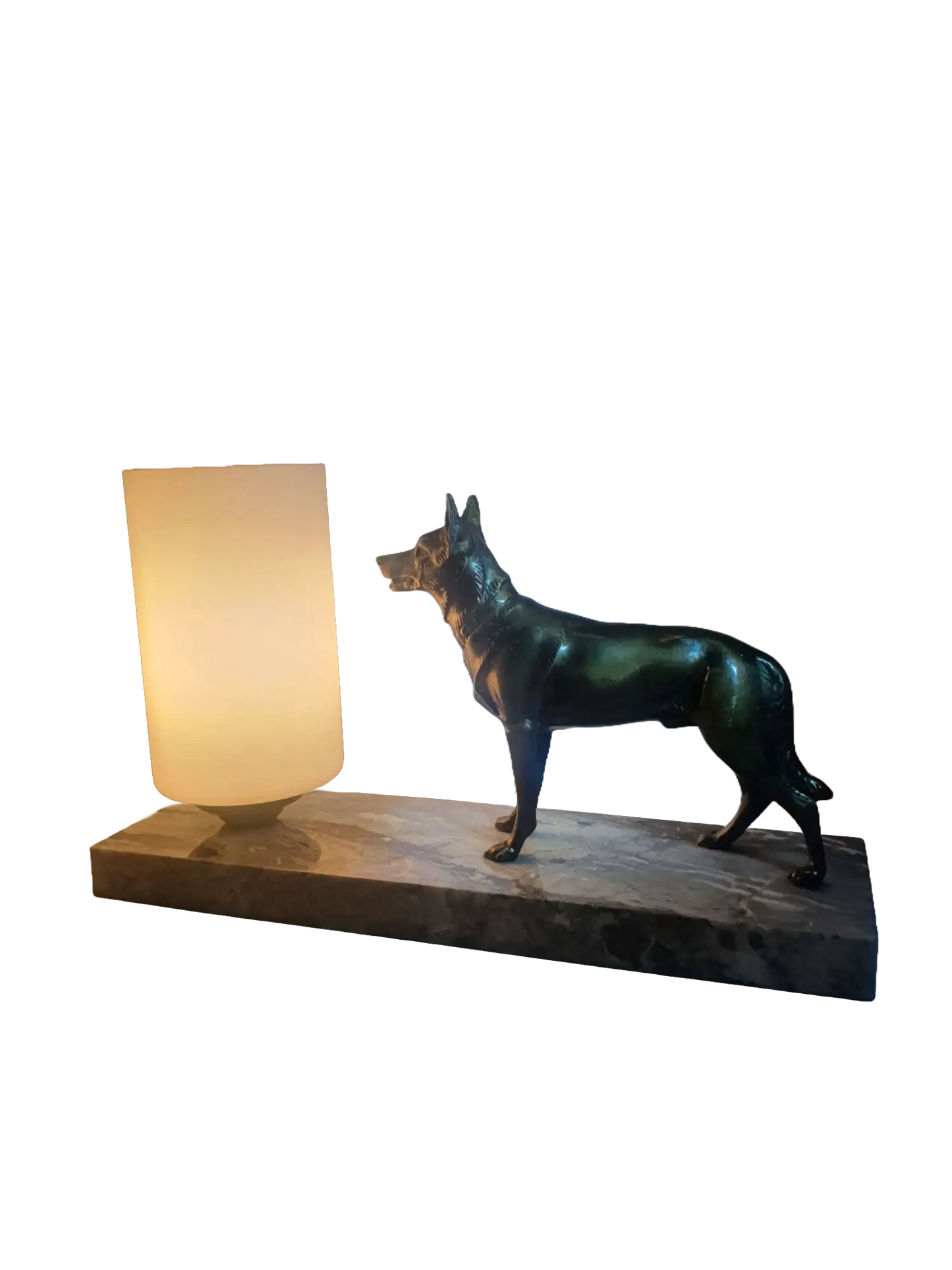 lampe-chevet-ancienne-chien-sur-marbre-france