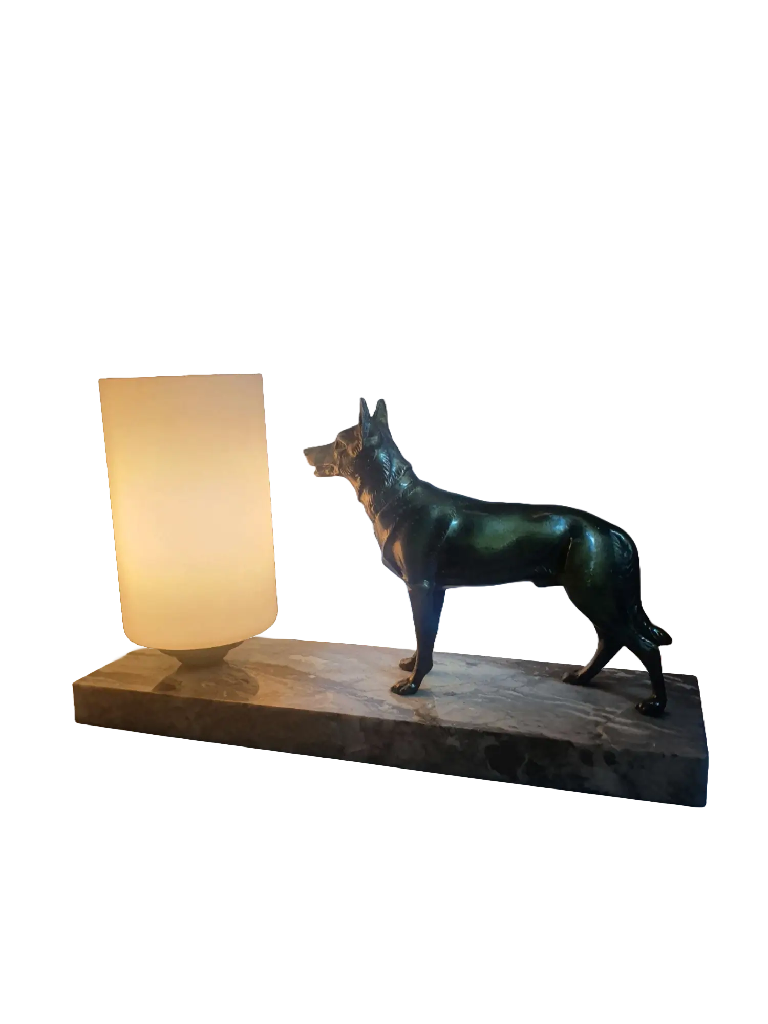 lampe-chevet-ancienne-chien-sur-marbre-france