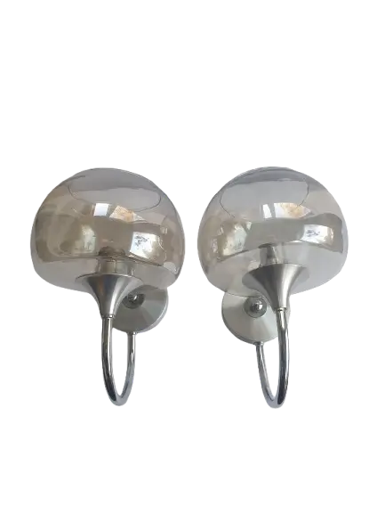 paire-appliques-metal-chrome-verre-fume-annees-80-vintage-anciennes