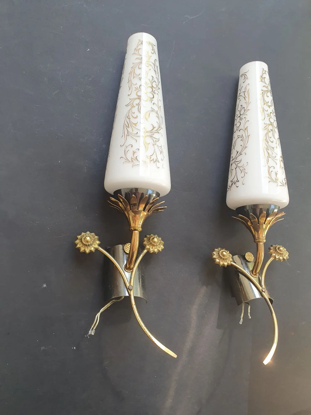 Pair of 1960s Art Deco wall lights