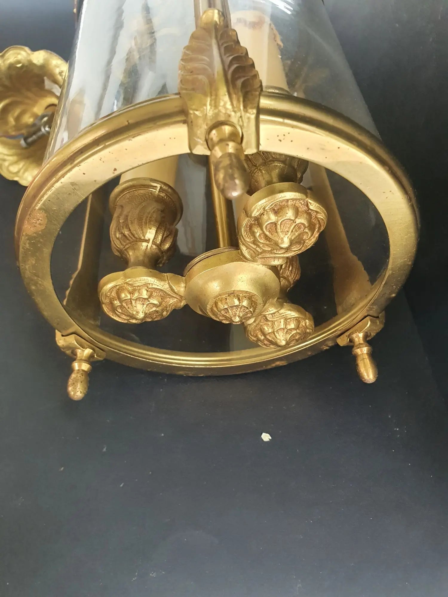 suspension-lanterne-bronze-verre-louise-xvi-vintage-ancienne-dessous