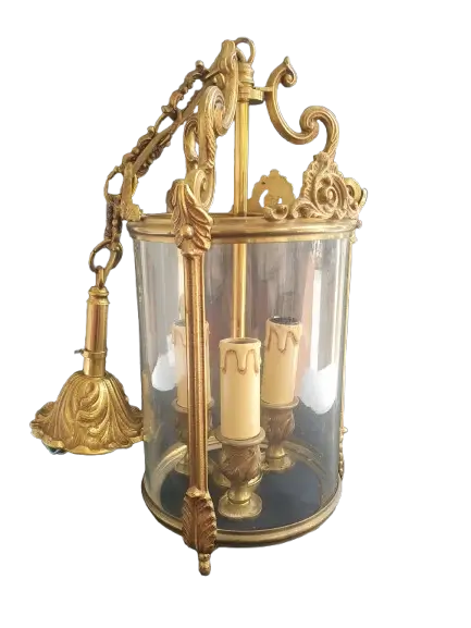 suspension-lanterne-bronze-verre-louise-xvi-vintage-ancienne